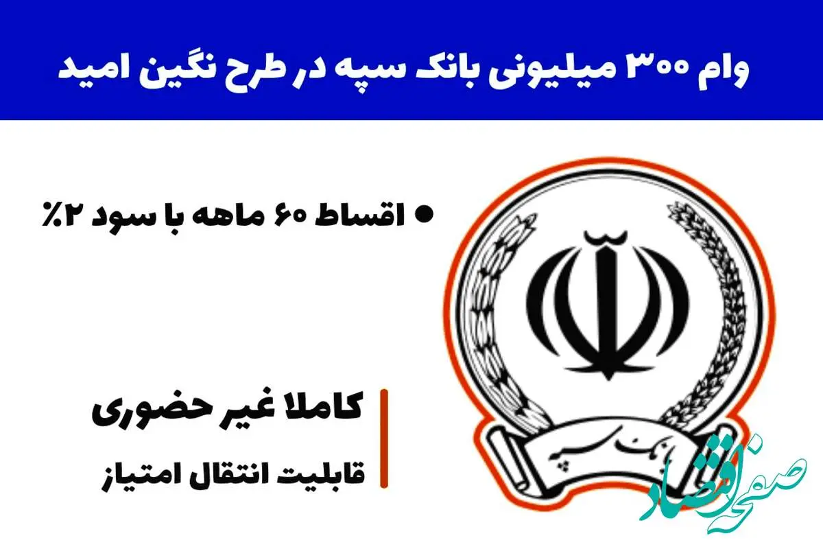 وام ۳۰۰ میلیونی بانک سپه بدون وثیقه | راز طرح نگین امید چیست؟